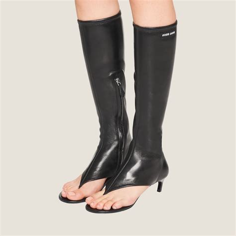 miu miu stretch nappa leather thong boots|Black Stretch Nappa Leather Thong Boots .